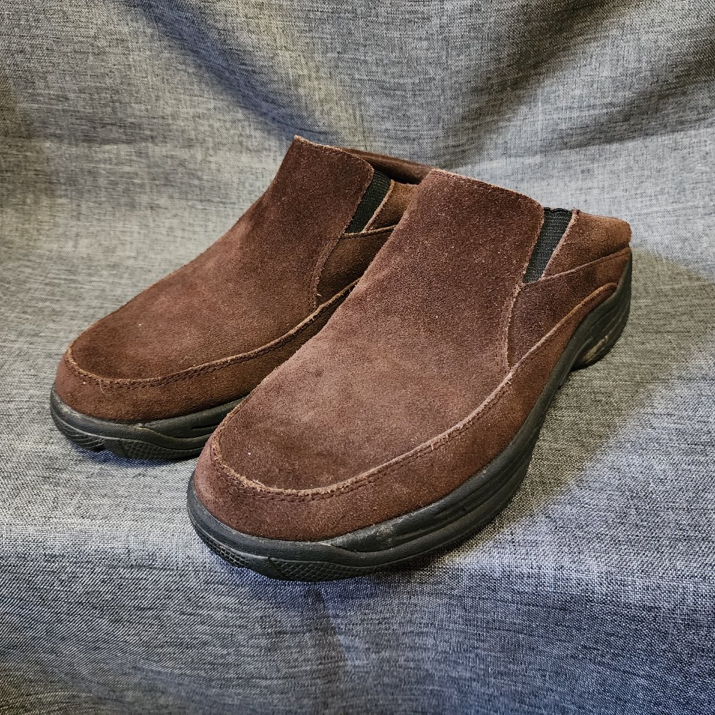 Women's Size 7 1/2m Rockport Brown Leather Slip On Shoes
